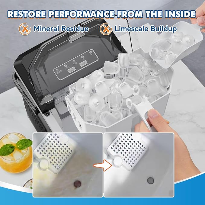 Ice Machine Cleaner, 36 Pack Ice Maker Cleaner for Crystal Clear Ice, Ice Machine Descaler Tablet for Most Countertop, Remove Hard Water and Mineral Buildup