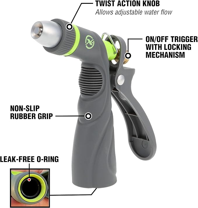 Flexzilla Metal Adjustable Pistol Grip Garden Hose Nozzle Sprayer with Durable Metal Construction & Variable Water Flow