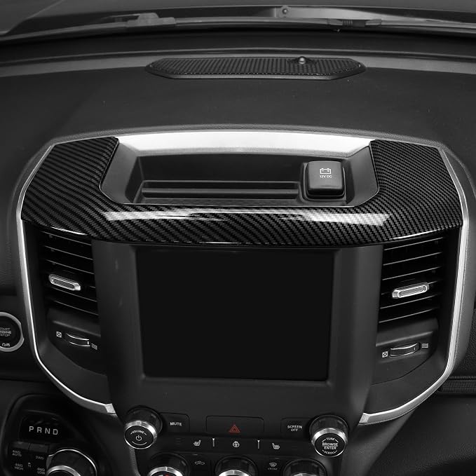 for RAM Center Dashboard Storage Bin Trim Cover Fit for RAM 2018-Present Black Carbon Fiber Interior Accessories