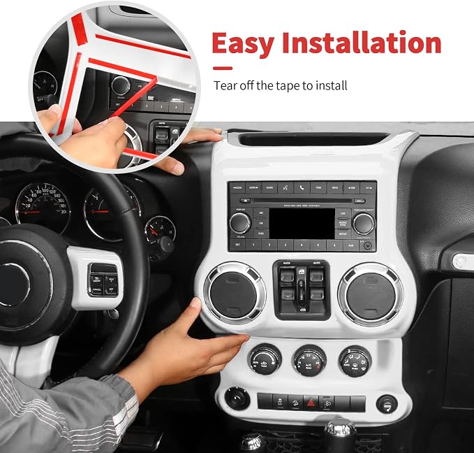 10PCS Full Set Interior Trim Kit for 2011-2018 Jeep Wrangler JK JKU,Center Console Trim, Dashboard Conditioning Switch Co-Pilot Handle Armrest Box Gear Shift Cover Trim(White)