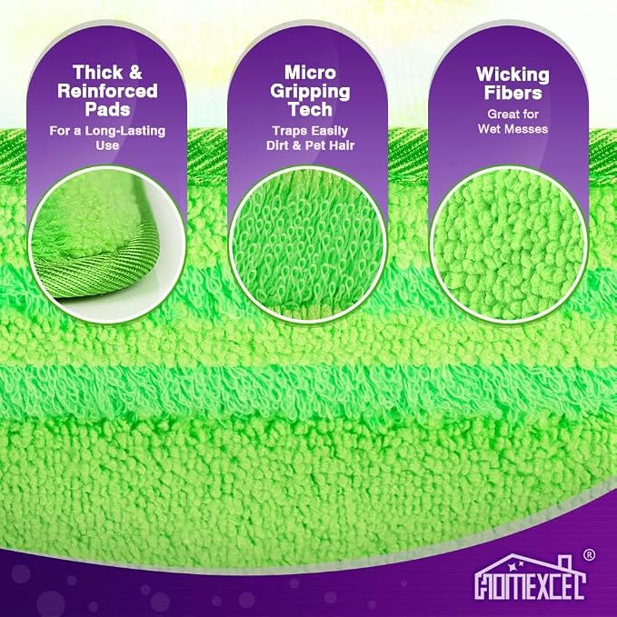 HOMEXCEL Microfiber Mop Pads Compatible with Swiffer Wet Jet, Reusable Machine Washable Swiffer WetJet Pad Refills, Mop Head Replacements for Multi Surface Wet & Dry Cleaning, Pack of 8