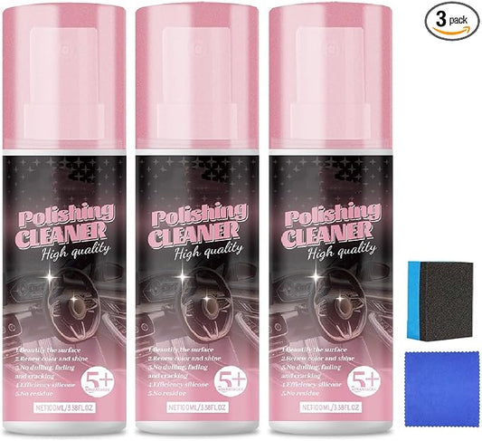3Pcs Car Interior Cleaner,Polishing Cleaner Car Interior,All Purpose Interior Detail Spray, All Purpose Cleaner for Rubber, Leather