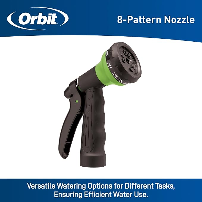 Orbit 27389 Coil Garden Hose, 50 Feet, with 8-Pattern Hose Nozzle (Green) (Pack of 10)