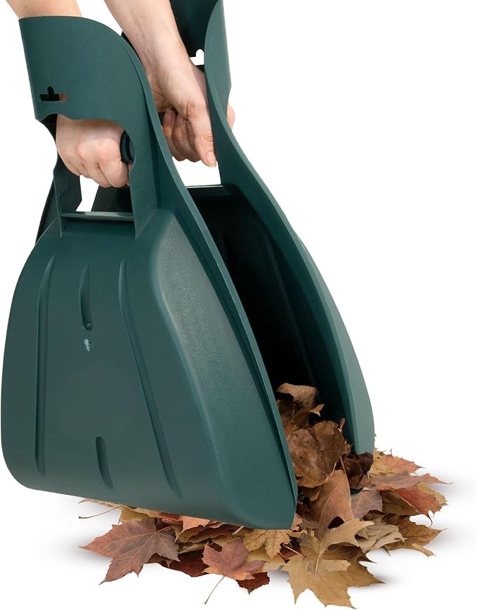 Leaf Scoops Hand Rakes - Lightweight, Durable Grabber Tool for Scooping Up Leaves, Spreading Mulch, Gardening, and Yard Work by Pure Garden (Green)