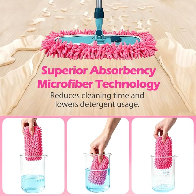 4PCS 13''~16'' Microfiber Dust Mop Pads Compatible with Leifheit 55210 | Reusable Mop Refills,Replacent Wet Mopping Pad & Washable Dry Sweeping Cloths for Hardwood Floor/Tile/Marble Cleaning