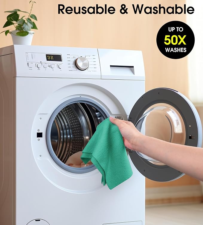 KitchLife Microfiber Cleaning Cloth Roll - Tear-Away Reusable Microfiber Paper Towels, Lint-Free, Washable, 20 Sheets for Kitchen, Car, Dishes, and Sensitive Surfaces (Emerald Green)
