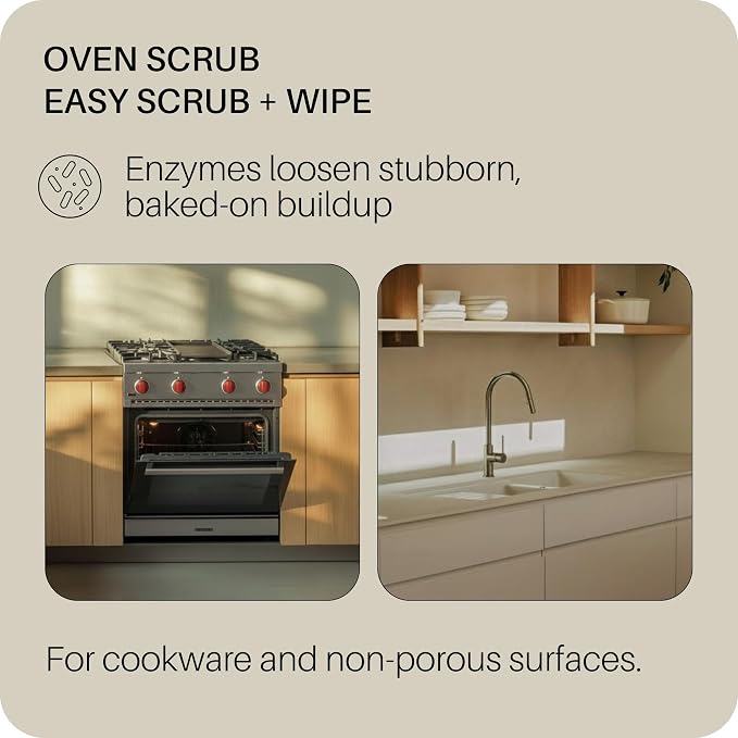 Everneat Oven Cleaning Kit: Natural Oven Cleaner and Kitchen Cleaner | Heavy Duty Oven Cleaner & Oven Rack Cleaner Kit | Fume-free & Safe to Clean All Ovens (Bloom) | Refillable Plastic Jar & Bottle