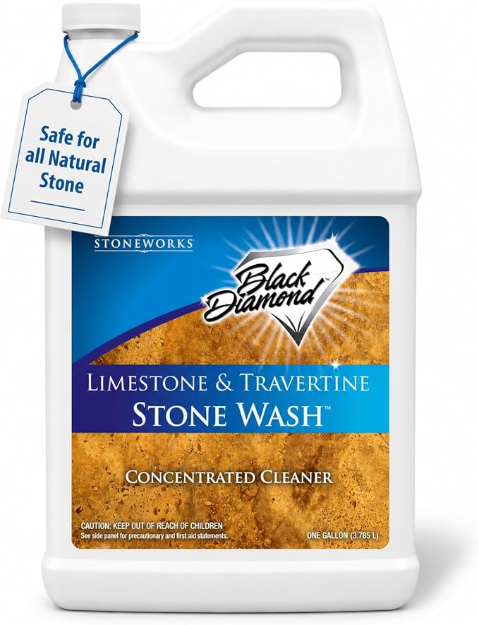 Black Diamond Stoneworks Limestone & Travertine Stone Wash Concentrate – pH Neutral Cleaner for All Sealed & Unsealed Natural Stone Floors Including Marble, Slate, Granite & More (1 Gallon)