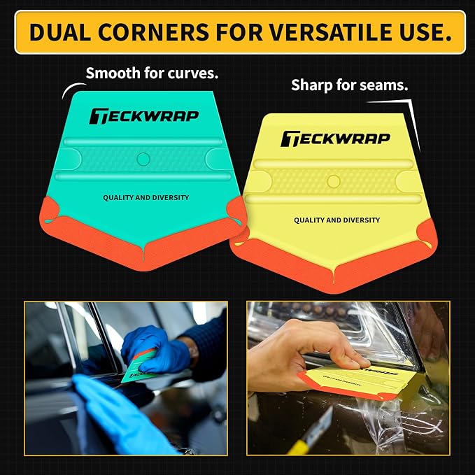 TECKWRAP Felt Squeegee for Vinyl Wrap Window Tint, V-Shape, Soft/Med | Pro Car Wrap Tool Kit with 2 Hardness Levels Scratch-Free Tool for PPF, Decal, Inkjet Sticker Paper & Wallpaper DIY Projects