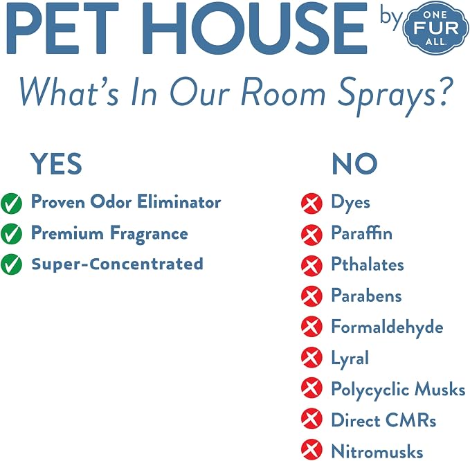 One Fur All Pet Air Freshener 4 OZ Concentrated Room Spray for Pet Odor, Vanilla Sandalwood, Pack of 1