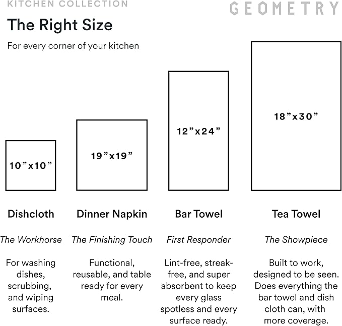 GEOMETRY Kitchen Tea Towels - Quick Dry Microfiber Dish Towels for Kitchen Linen Breeze, 18" x 30" 2 Pack