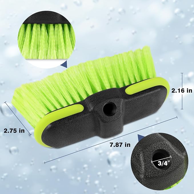 Car Wash Brush Head with Soft Bristle 8 ", 4 Pack Scrub Brush Attachment for Extension Pole, Outdoor Cleaning Tool for Window, Wall, Floor, Deck, Patio