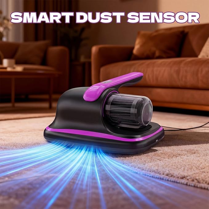 Vacuum Cleaner, Mattress Vacuum Cleaner, Bed Vacuum Roller Brushes for Pet HairPurple, Battery Powered, for Pillows Cribs Sofa, beds,Carpet