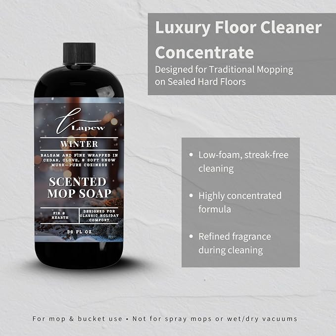 Lapew Winter Scented Mop Soap - Luxury Floor Cleaner Concentrate for Mopping Tile, Laminate, Vinyl & Hardwood | Streak-Free, Low-Foam | 36 oz
