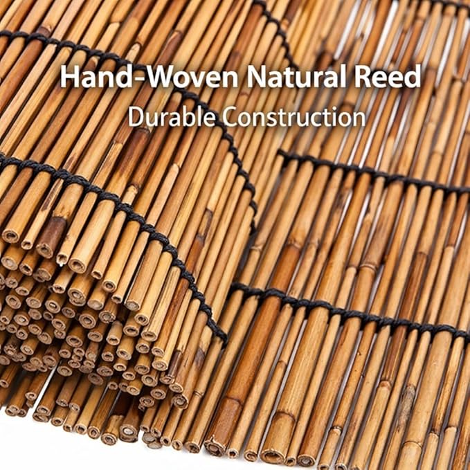 Bamboo Roman Shades for Windows, Roll Up Blinds for Indoor & Outdoor Patio, Natural Reed Light Filtering Sun Shade for Porch, Matchstick Window Treatments, 36 46 60 96 H(Natural,34" W x 60" H)