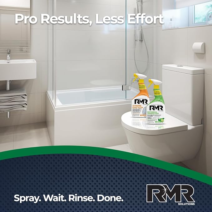 RMR Fresh Start System – Xtreme Soap Scum Remover + EPA-Registered Botanical Disinfectant Cleaner, Bathroom Cleaning & Disinfecting Bundle for Shower, Tub, Tile & Surfaces, 2–32 Oz Bottles