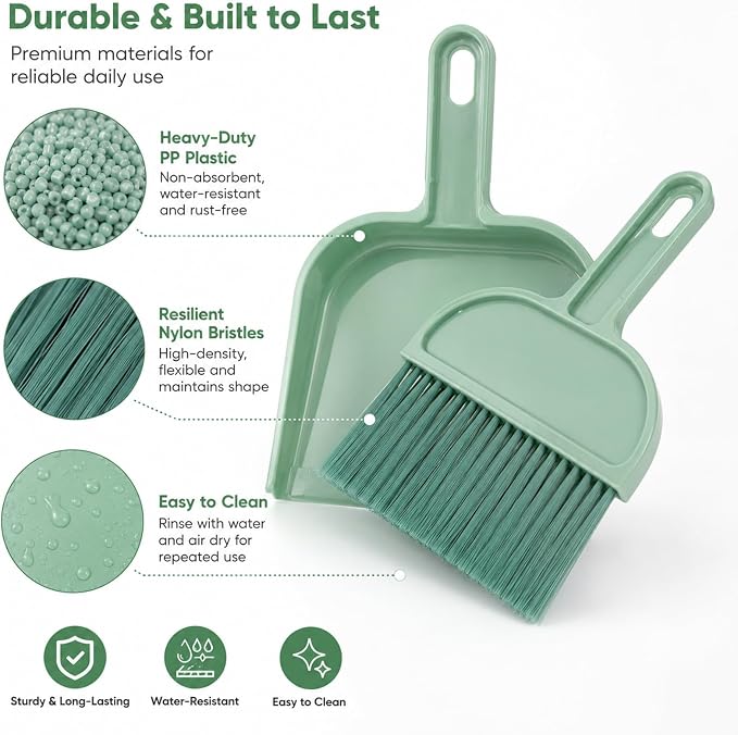 Rypet Mini Dustpan & Brush Set for Small Pet Cage Cleaning – Compact Handheld Broom for Guinea Pig, Rabbit, Hamster Bedding & Sticky Messes, Space-Saving, Deep-Corner Cage Cleaner Tool