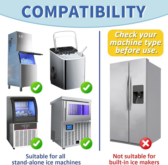 Ice Machine Cleaner Maker and Descaler -44 Ice Maker Cleaner Tablets Compatible with All Major Brands, Nickel Safe Descaler Countertop Portable Commercial Icemaker Cleaning Solution