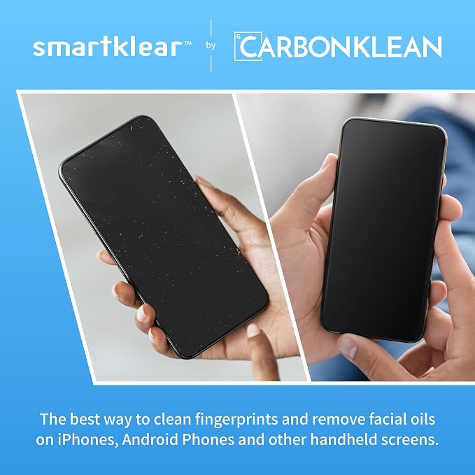 SmartKlear Smart Phone Screen Cleaner - Compatible with iPhones, Androids, and More - Cleaner with Carbon Microfiber Tech-Injected Purple-1 Count (Pack of 1)