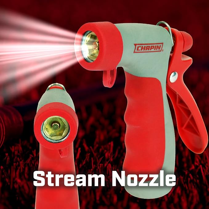 Chapin USA 4693: High Temp, Hot Water Pistol Grip Spray Nozzle with Threaded Connection, Stream Spray for Cleaning, Washing Cars, Watering and Outdoor Jobs, Red/Black