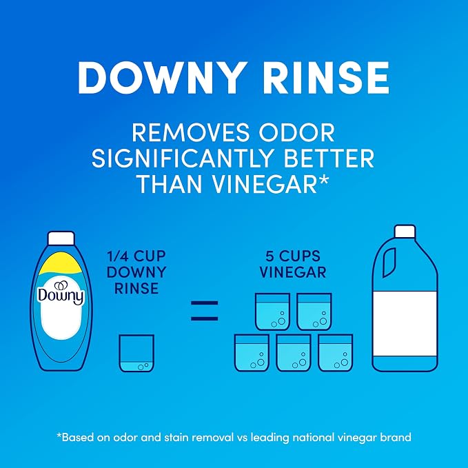 Downy Rinse Laundry Odor Remover, Cool Cotton Scent, 48 fl oz, Fabric Softener And Laundry Odor Removal Rinse, Fights Odors At The Source, HE Compatible