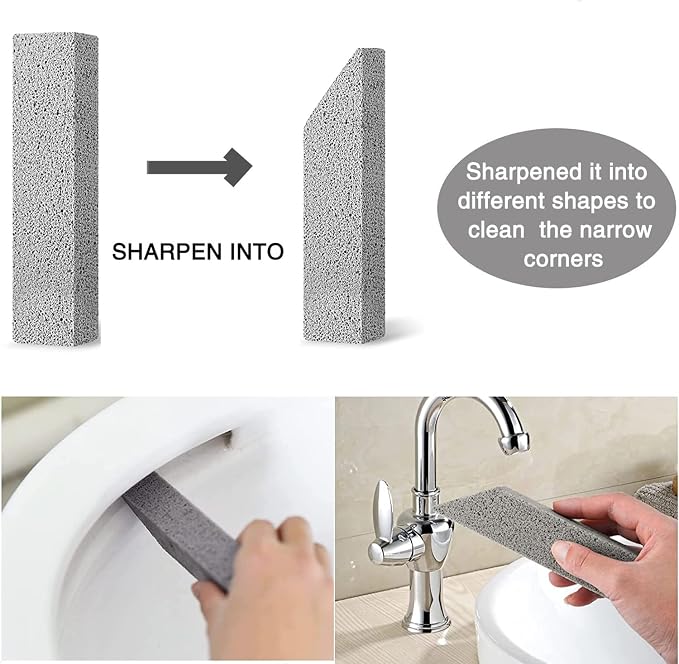 8 Pack Pumice Stone for Toilet Bowl Cleaning, Scouring Stick Remove Toilet Bowl Hard Water Rings, Calcium Buildup and Rust Suitable for Cleaning Toilet, Bathroom, Kitchen Sink, Grill（Gray