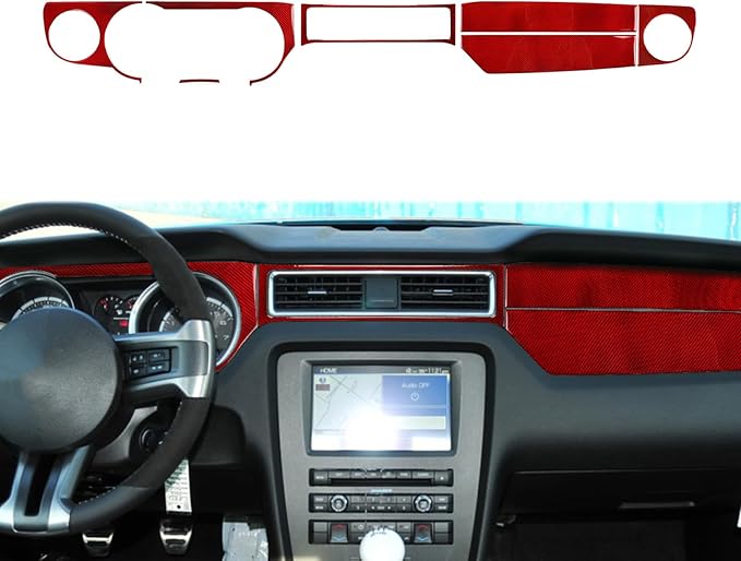 Real Carbon Fiber Trim for Ford Mustang Accessories | for 2009 2010 2011 2012 2013 2014 Central Console Instrument Panel Interior Thick Overlay Decal