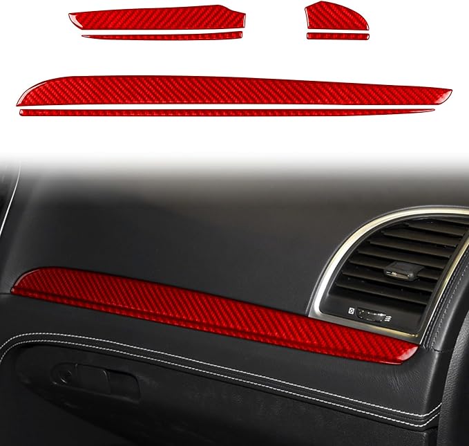 Car Dashboard Panel Trim Stickers Fit for Chrysler 300 2011-2023 | for Chrysler 300 / 300C / 300S / Limited/Touring/Base 2011-2023|Red Real Carbon Fiber|Accessories|Thick Overlay|Anti-scratch