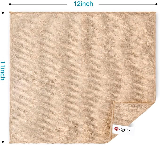 Orighty Microfiber Cleaning Cloth, Cleaning Rags, 12 Pack, 12x11 in, Brown | Microfiber Towels for Cars, Soft Highly Absorbent Rag, Lint Free Cloths for Car Care, House, Kitchen