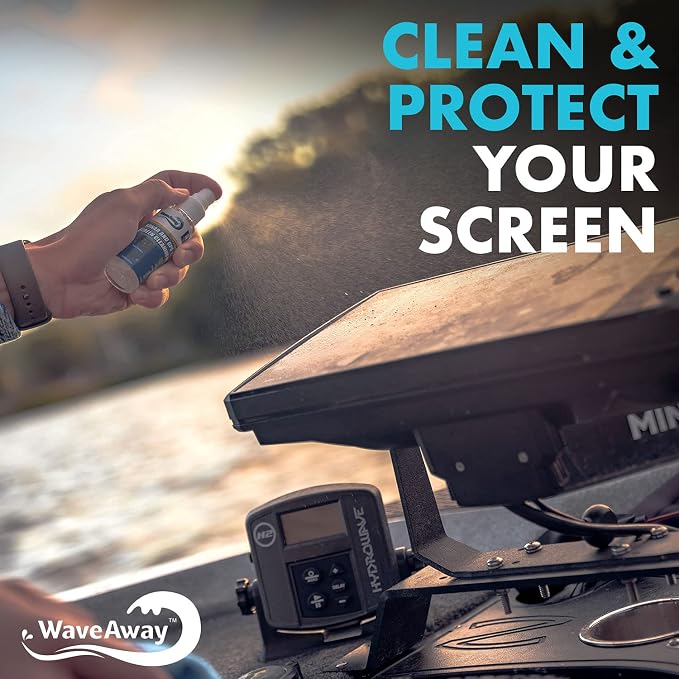 T-H Marine Wave Away Sonar & GPS Screen Cleaner Kit – Ammonia-Free LCD Screen Cleaner with Microfiber Cloth – Drip-Resistant, Streak-Free Solution for Electronics & Sunglasses – 1.5oz