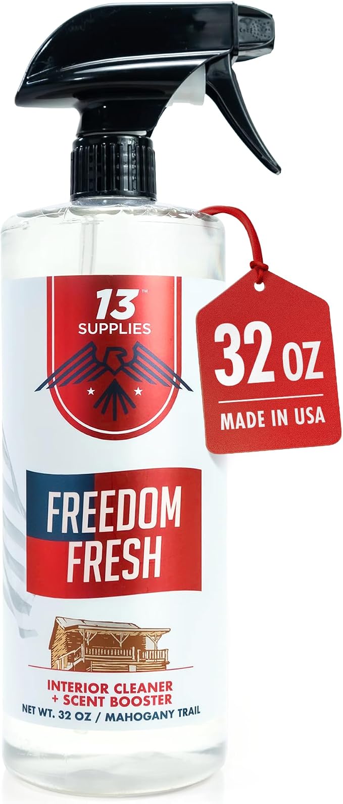 Freedom Fresh Car Interior Cleaner Spray, Mahogany Trail, 32 oz | Auto Cleaner for Headliner, Mat, Interior Vehicle Cleaning, Car Dashboard Cleaner Stain Remover, Restores Shine