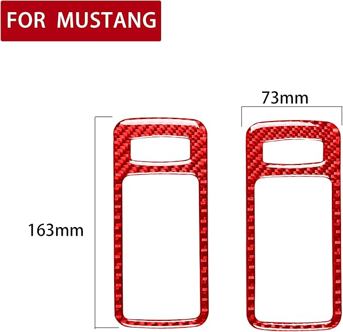 Red Real Carbon Fiber Trim for Ford Mustang Accessories | for GT Shelby 2005 2006 2007 2008 2009 Inner Door Handle Bowl Cover Interior Thick Overlay Decal