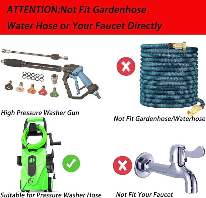 Adjustable High Power Pressure Washer Gun with Swivel,with 2 Extension Wand 5 Nozzle10 O-Rings Thread Adapter 5000 PSI For Pressure Washer