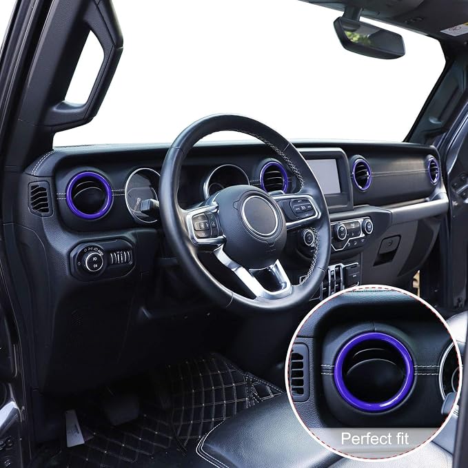 JeCar Interior Trim Kit Dashboard Air Conditioner Vent Ring Interior Accessories Compatible with Jeep Wrangler 2018-2023 JL & 2020-2023 Gladiator JT, Purple