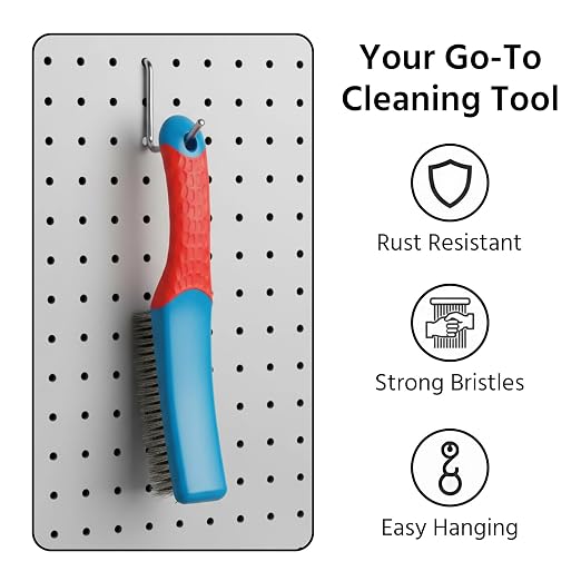 Wire Brushes for Rust Removal, Steel Wire Metal Brush for Cleaning Concrete | Paint Remover for Concrete & Grill Rust Remover with Ergonomic Handle (15.5x3.5cm)