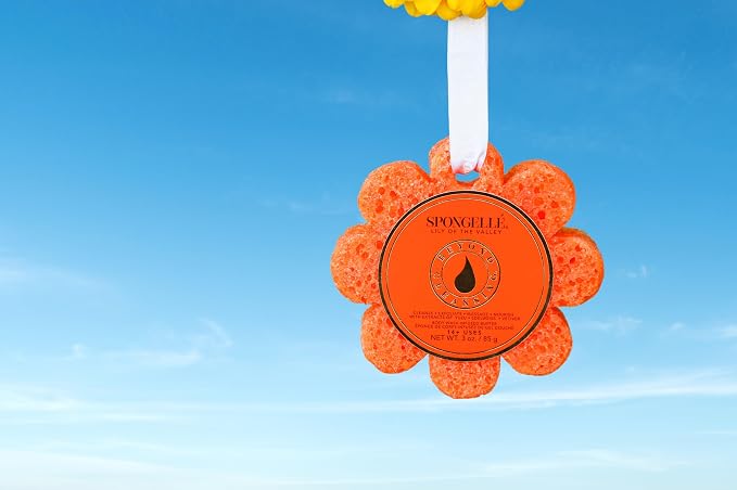Spongellé Lily of the Valley Wild Flower Bath Sponge | Built-in Body Wash & Body Scrubber, Shower Loofah Sponge for Women | 14+ uses