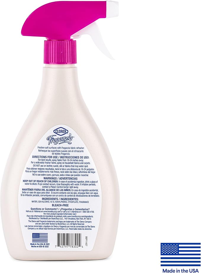 Clorox Fraganzia Refresher Spray 22oz Fresh Pine | Multi-Use Fabric Refresher Spray in Fresh Pine Scent | Fabric Spray, Linen Spray, Room Freshening Spray (Pack of 2)
