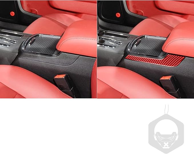 Trim Central Armrest Fit for Dodge Charger/Chrysler 300 2011-2023 | Real Carbon Fiber | Trim Central Armrest Side Trim Decals | Thick Overlay | Anti-scratch | Red