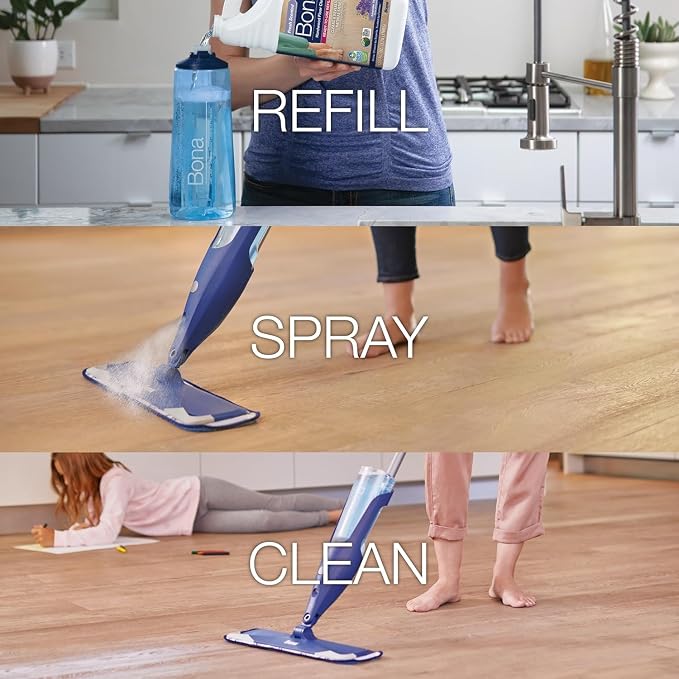 Bona Hardwood Floor Cleaner Refill - 96 fl oz - Lavender Thyme Scent | Residue-Free Floor Cleaning Solution Spray Mop and Spray Bottle Refill - For Wood Floors