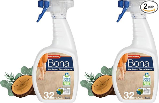 Bona Hardwood Floor Cleaner Spray - 32 fl oz - Cedar Wood Scent - Refillable - Residue-Free Floor Cleaning Solution for Wood Floors (Pack of 2)