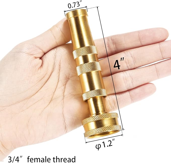 Heavy-Duty Brass Hose Nozzle, Adjustable Twist Hose Nozzle, Jet Sweeper Nozzle, Garden Sprayer | Jet Sweeper Nozzle, Garden Sprayer