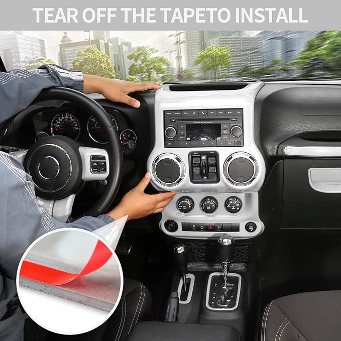 RT-TCZ for Jeep JK Interior Trim Kit White, JKU Center Console Dashboard Panel Trim Cover for Jeep Wrangler JK JKU 2011-2017 White Interior Accessories 10pcs