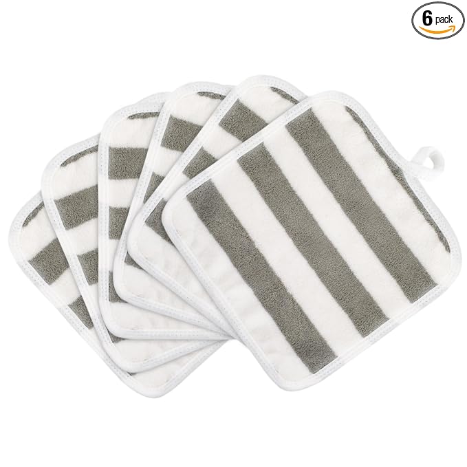 SINLAND Microfiber Facial Cloths Fast Drying Washcloth 8inch x 8inch Absorbent Face Wash Cloth Soft Makeup Remover Cloths