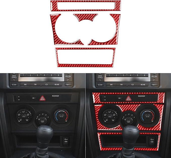 Red Real Carbon Fiber Car Interior Central Console Panel Trim Stickers Kit Compatible with Scion FR-S 2013 2014 2015 2016 / Toyota 86 2017 2018 2019 2020 Accessories Decals Type-B