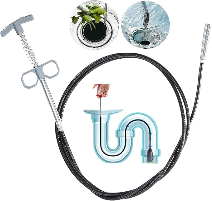 61 Inch Drain Snake Upgraded Ergonomic Grip – Toilet Snake Flexible Grabber Claw for Clog Remover & Pick Up Small Items