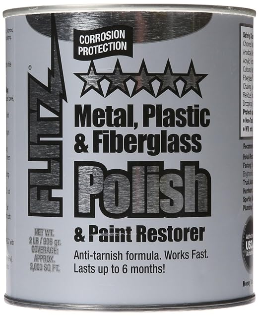Flitz Metal Polish Paste - 2lb Can of USA-Made Polish for Solid Chrome, Stainless Steel, Aluminum- Non-Abrasive for Light Oxidation - Requires Manual Buffing - Not for Plated/Coated Surfaces (6 Pack)