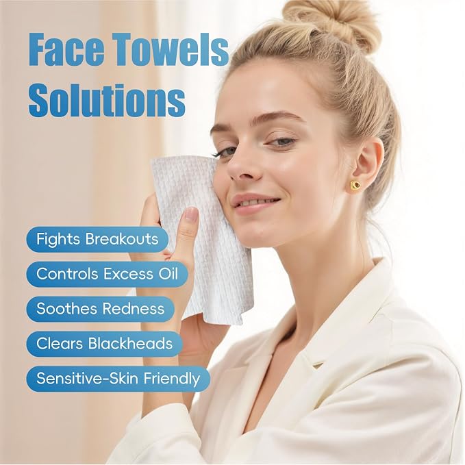 GWT XL Disposable Fragrance-Free Face Towels, 50 Count, 1 Pack | Lint-free, Makeup remover & cleanser, Biodegradable, Dry Wipes, Wet or Dry Use, Sensitive Skin