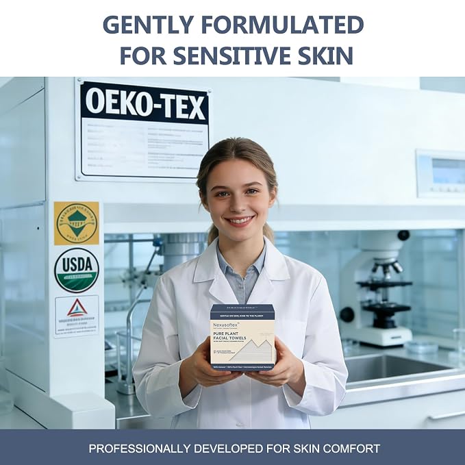 Premium Disposable Face Towels, 10"x12" XL, 90gsm Ultra-Thick 100% USDA Biobased Facial Towel, Gentle for All Skin Types, Magnetic Closure Box with Visibility Window (2 packs of 50ct)