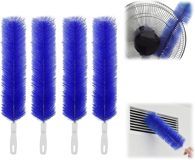 Bendable Microfiber Head, 2026 Fan Cleaner Brush, Washable Reusable Dust Remover for Fans, Air Conditioning, Curtain, Car Vents (Blue 4pcs)