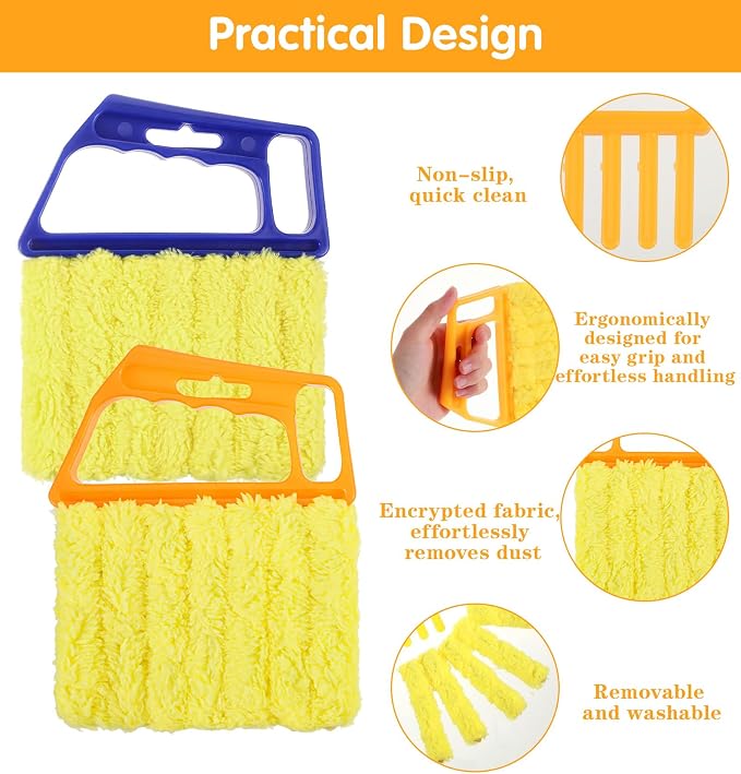 2PCS Blind Duster for Wood Blinds, Window Blind Cleaner Duster Tool | Washable Blinds Dusters for Cleaning, Window& Vinyl Blinds Cleaning